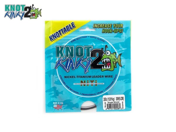 AQUATEKO 4.6m Knot 2 Kinky 1x1 Titanium-Vorfachmaterial (15 ft.)