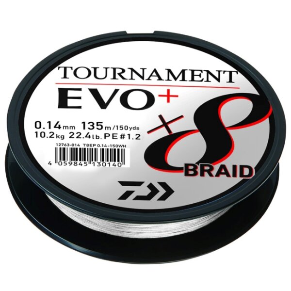 Daiwa Tournament X8 Braid EVO+ 135m / White 0,10mm / 6.7kg