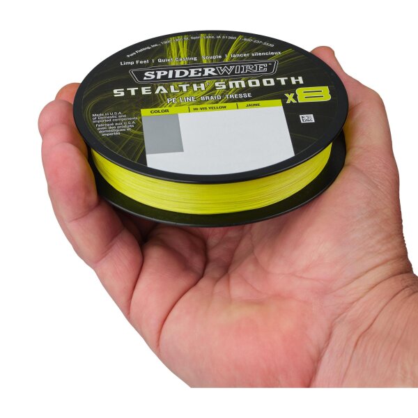 SPIDER WIRE Stealth Smooth X8 PE HI-VIS YELLOW 300m 0.15mm / 16.5kg / 36Lb