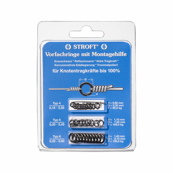 STROFT Vorfachringe | Solidring | Vorfachverbinder Set 3er - Typ 4,5,6