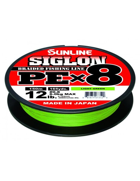 Sunline Siglon PE X8 Lime Green 150m Spule 30lb / 13kg / 0.223 mm
