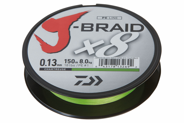 Daiwa J-Braid X8 300m / Chartreuse 0,24mm / 18.0kg
