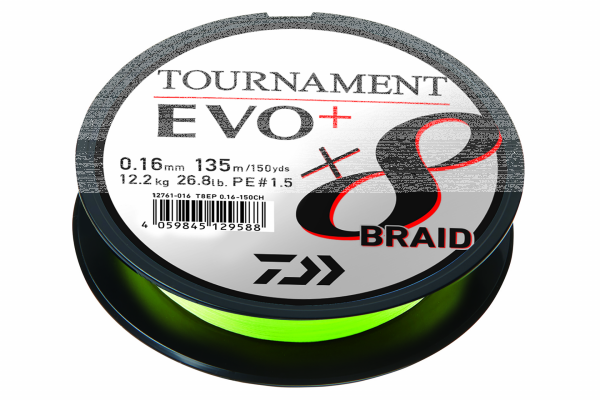 Daiwa Tournament X8 Braid EVO+ 270m / Chartreuse 0,20mm / 18.0kg
