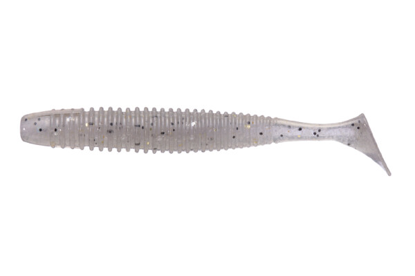 O.S.P. HP Shadtail 2.5″ / ca.6.4cm LITE SMOKE PEPPER & RAINBOW FLAKE W014